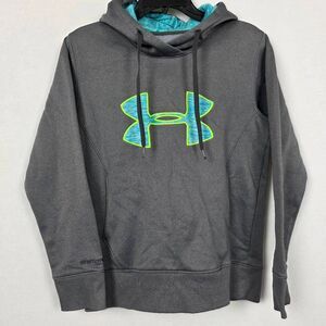 Under Armour Storm Hoodie Youth Large Gray Neon Logo